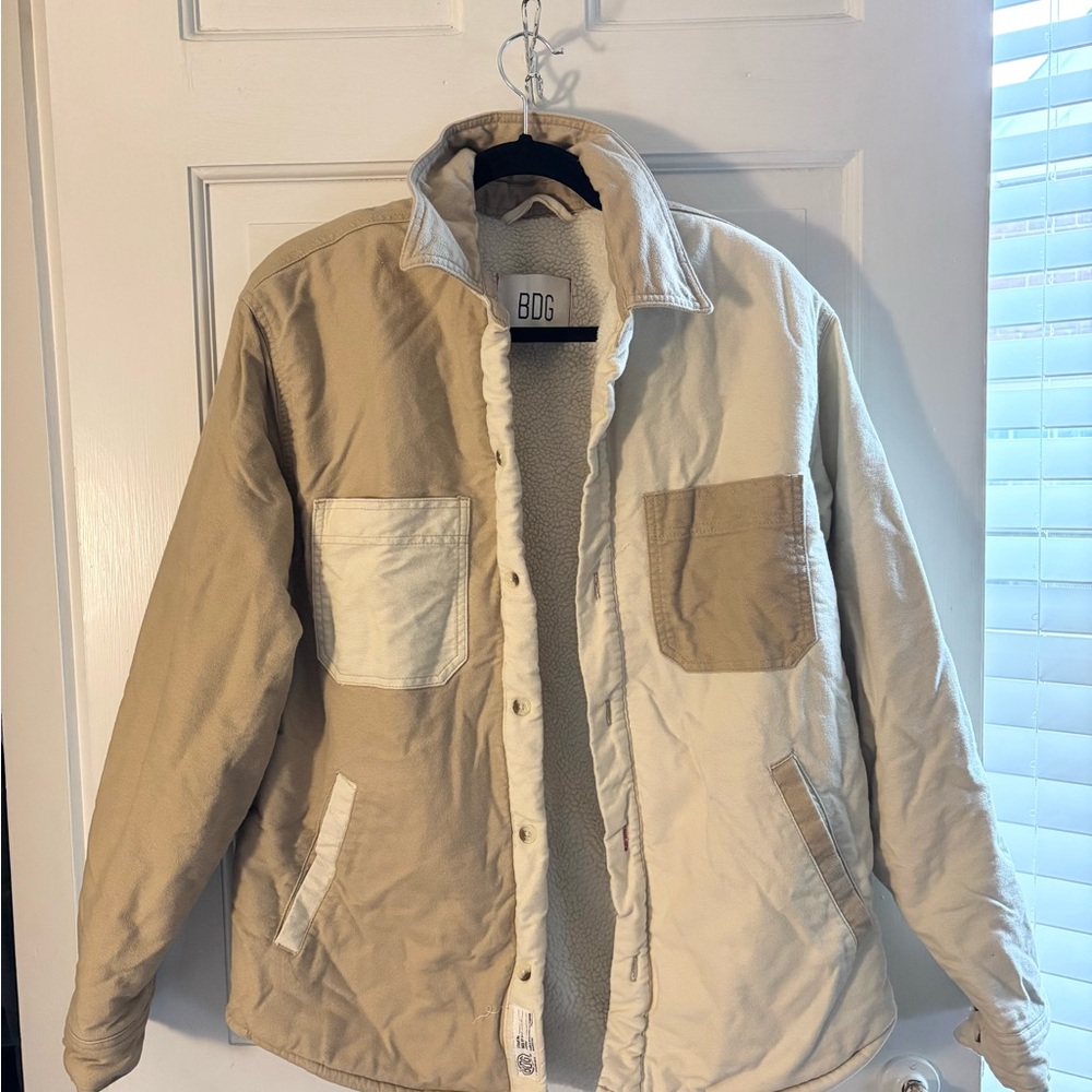 BDG Men's Colorblock Jacket - Tan and Cream